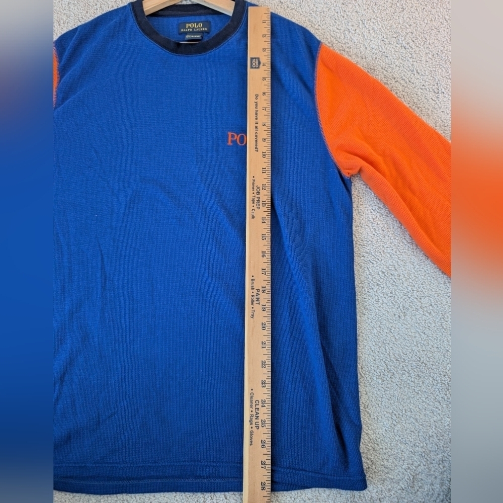 Polo Ralph Lauren Thermal Shirt Men's XL Colorblock Blue Orange Embroidered - Picture 6 of 6